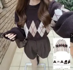 【新品・タグ付き‼️】GRL アーガイル柄ニットトップス[tu1904]