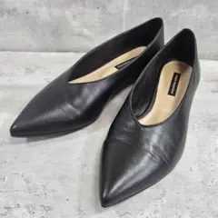 FABIO RUSCONI Vカット フラットパンプス ポインテッドトゥ 36