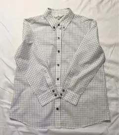 137 組曲　七分袖シャツ　ブラウス　白　黒　チェック　3