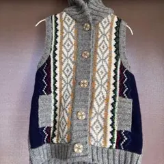 ニットベスト厚め多色模様