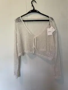 GRL 透け感ホワイトクロップドカーディガン