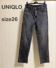 ユニクロ スリムストレートハイライズジーンズ サイズ26 ダークグレー