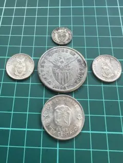 1947 フィリピン 銀貨2枚 1944年 フィリピン銀貨 50センタボ マヨン火山の乙女 silver750