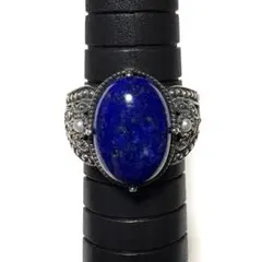 Rokuzan Lapis Lazuli & Seed Pearl Sterling Silver 925 Marcasite Ring