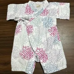 プティマイン ベビー甚平　浴衣　80cm アジサイ　花柄　女の子　ピンク　青　紫