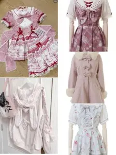 9/30値下】SweetタータンはしごレースフリルJSK&ヘッドドレスピンク