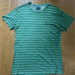 Volcom 緑 ストライプ Tシャツ Mサイズ