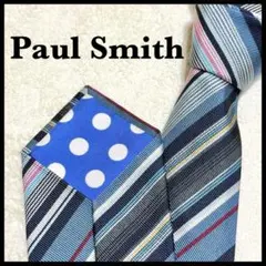 現行 美品✨ Paul Smith マルチストライプ ネクタイ 光沢感 水玉