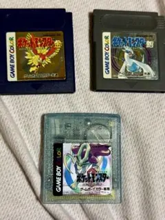 動作未確認　ゲームボーイソフト ポケットモンスター 金・銀・クリスタル 3本