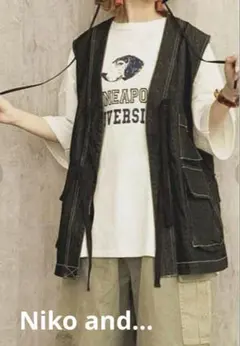 け*ず様 Niko and… ニコアンド C-1風デニムベスト ブラック 黒