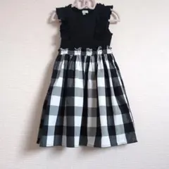 ノースリーブワンピース 120cm 黒白チェック