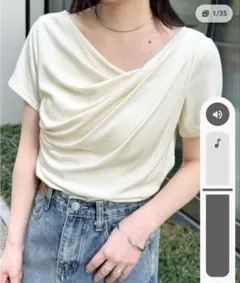 2WAYドレープオフショルリブＴシャツのサムネイル