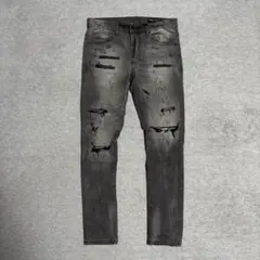 スモークライズ デニムジーンズ ダメージ加工 32 ブラック y2k T0054