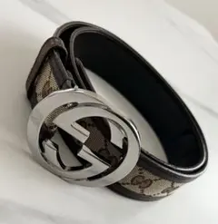 GUCCI グッチ メンズ ベルト GGキャンバス×レザー インターロッキング