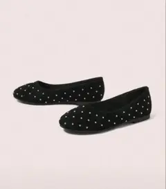 黒 フラットシューズ ソールシューズ スタッズ付き