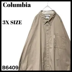 コロンビア アウトドア 長袖シャツ ボタンダウンシャツ ベージュ 無地 3X
