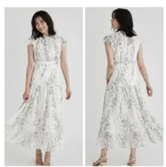 フレイアイディー シフォンプリーツプリントワンピース