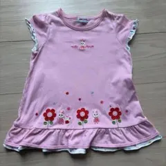 ミキハウス　日本製　 うさこ半袖チュニック　ピンク 100cm
