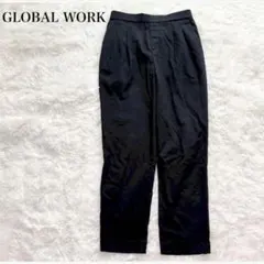 グローバルワーク タックテーパードパンツ スラックス ウエストゴム オフィス