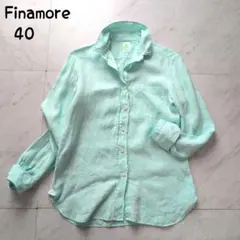 Finamore フィナモレ リネン100% ミントグリーン 長袖シャツ 40のサムネイル