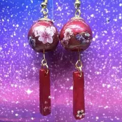 ハンドメイド 風鈴モチーフ 揺れるピアス