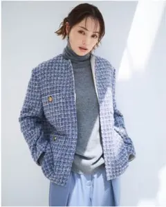 極美品　蛯原さん着用　ミラーオーウェン　金ボタン　ノーカラーツイードジャケット