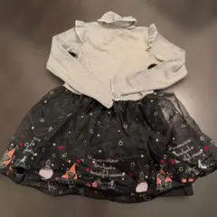 刺繍入りワンピースセット（黒・グレー）