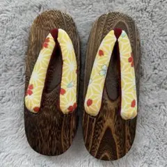 新品未使用 、キッズ木製草履 21cm 花柄鼻緒