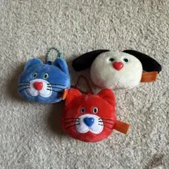 mojojojo フェイスマスコット　キーホルダー　犬　猫　ねこ　ネコ　赤　青