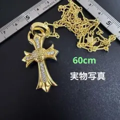 ツイストチェーンネックレス ゴールド クロス 60cm 刻印あり 新品 ハート