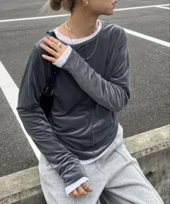 シアーベロアロンTee グレー