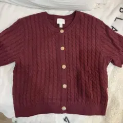 H&M バーガンディ ケーブルニットセーター US XL