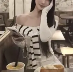 SHEIN ストライプ セーラー襟 オフショルダー