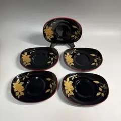 雀 漆器 蒔絵 小皿 茶托 銘々皿 沈金 /骨董 古伊万里 輪島塗 お椀 お盆