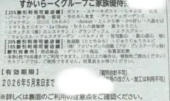 [5月末]すかいらーく 家族優待券 25％オフ