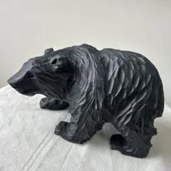 オブジェ 40cm 木彫り熊 吠え熊 毛彫 すがの民芸作 骨董品 昭和レトロ