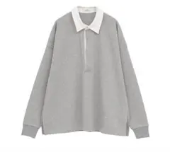 DEEP NECK WIDE RUGBY SHIRTS クラネ　グレーのサムネイル