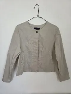 UNIQLO ユニクロ ノーカラージャケット ベージュ 薄手 S 春秋のサムネイル