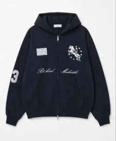 ANIKYカレッジロゴジップパーカーネイビーL