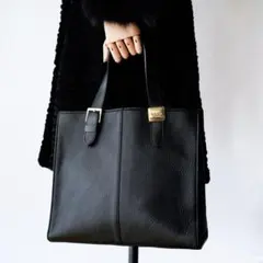 Vintage Burberry Black Leather Handbag