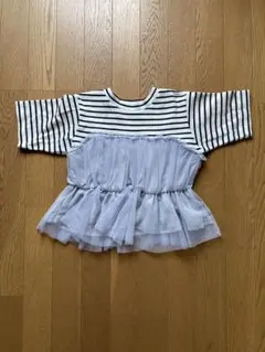 ストライプ柄チュールTシャツ