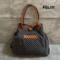 Felisi フェリージ トート バッグ ドット柄 キャンバス レザー 06-8のサムネイル