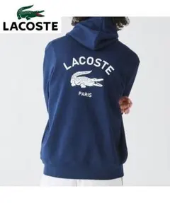 【完売カラー】LACOSTE 裏パイル地 バックプリントスウェットパーカー L