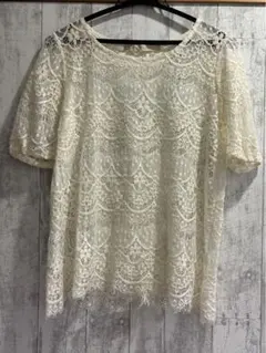 Khaju シアートップス　レース　ホワイトのサムネイル