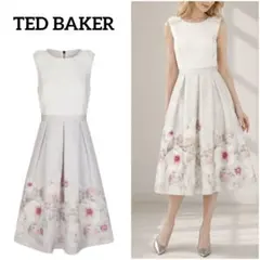 TED BAKER 花柄 ロング ワンピース ノースリーブ フレア ドット - メルカリ