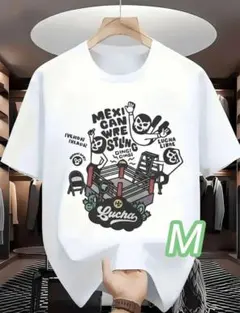 【プレミアムT】白・Mサイズ《ルチャリブレ》ストレッチ素材★╋サイズ■POPTのサムネイル