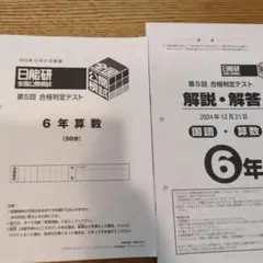 6年生 日能研　全国公開模試　　第5回　合格判定テスト　アンサーガイド付き