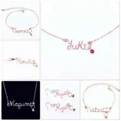 世界にひとつ♡誕生月ネームネックレス ブレス アンクピアス イヤホンジャック他