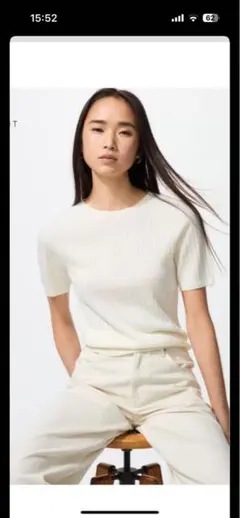 新品　ユニクロ　3Dメリノリブ　クルーネックセーター　5分袖