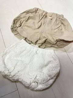 ベージュ・ホワイト バルーンパンツ 2点セット